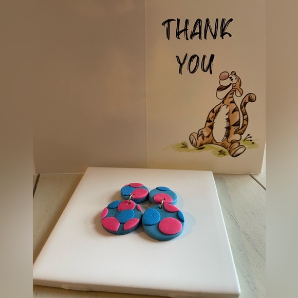 Geometric Shape Colorful Pattern Clay Earrings - Picture 9 of 10